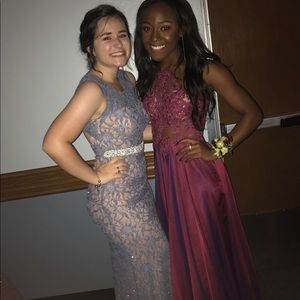 Maroon iridescent prom dress